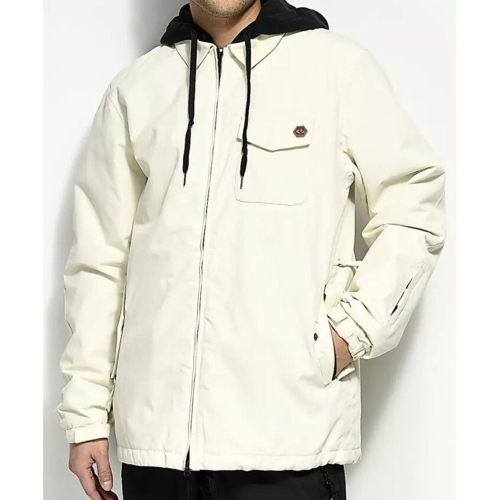 ThirtyTwo MERCHANT Mens Hooded Snowboard Jacket S Dirty White Water Repellent